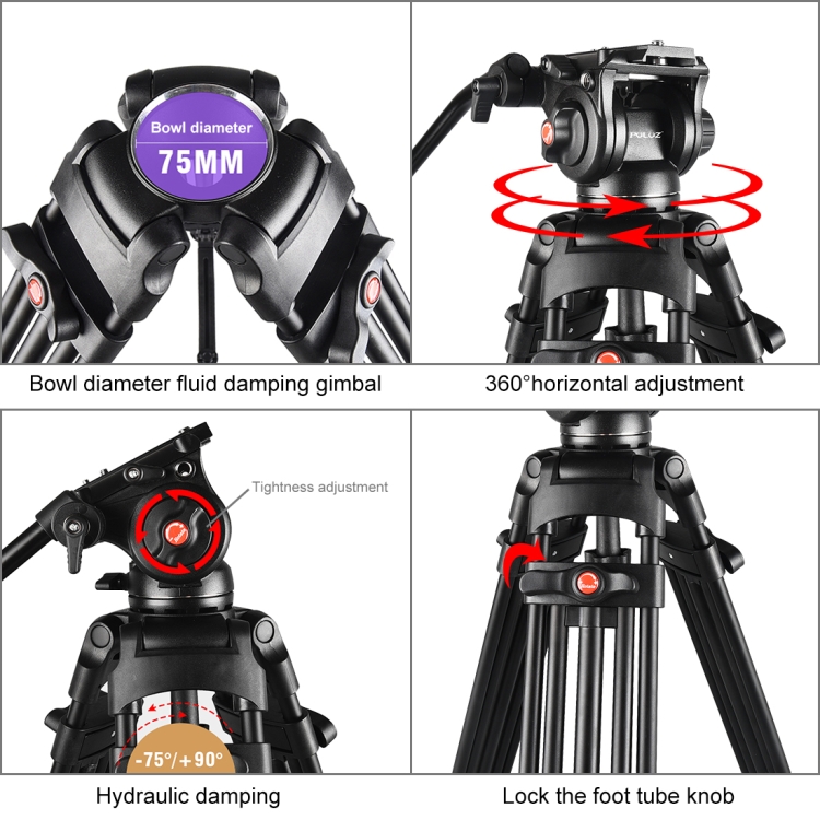 Puluz Heavy Duty Video Camcord - огляд і ціна Fluid Head Tripod