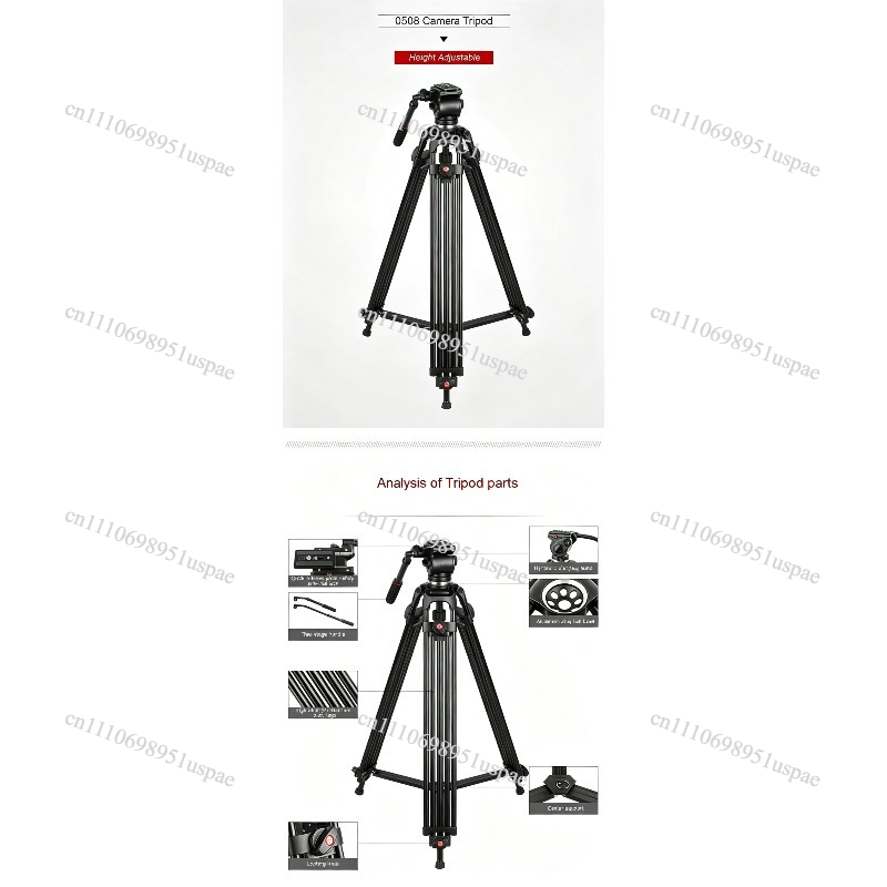 JY0508 Professional Camera Tri - огляд і ціна Fluid Head Tripod
