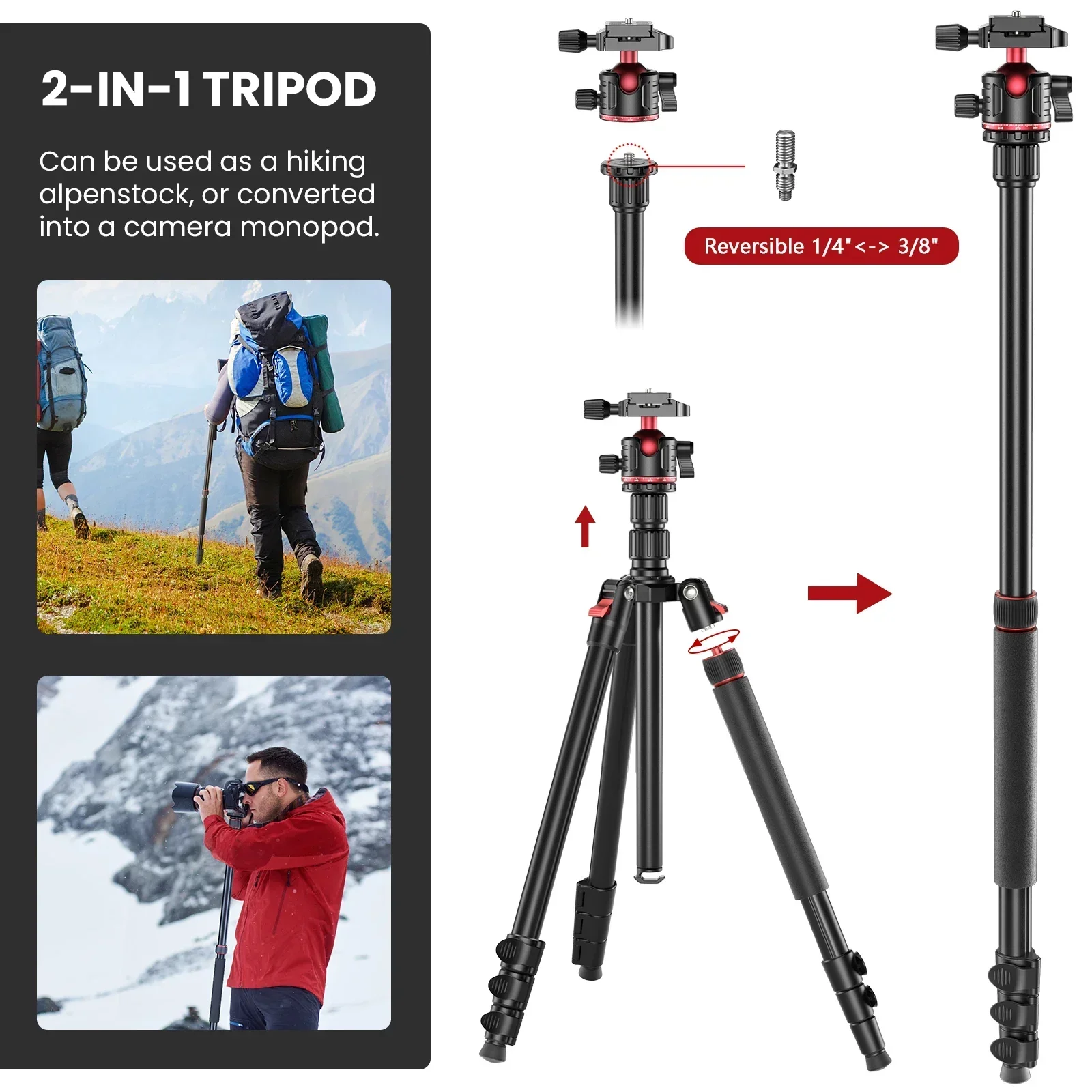 EVUMO GF2 Travel Tripod 1.73M  - огляд і ціна Camera Tripod Carbon