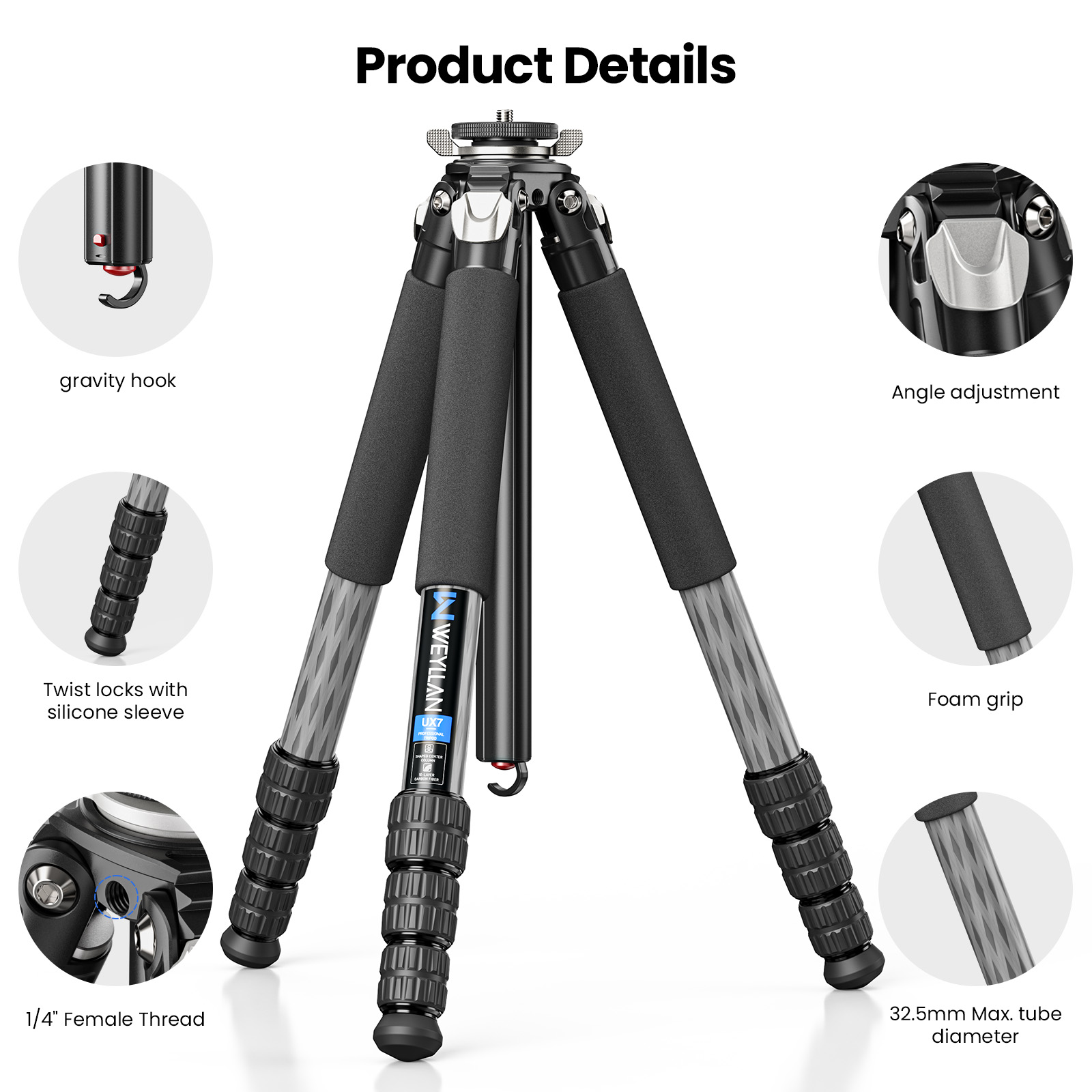 WEYLLAN UX7 Heavy Duty Carbon  - огляд і ціна Camera Tripod Carbon